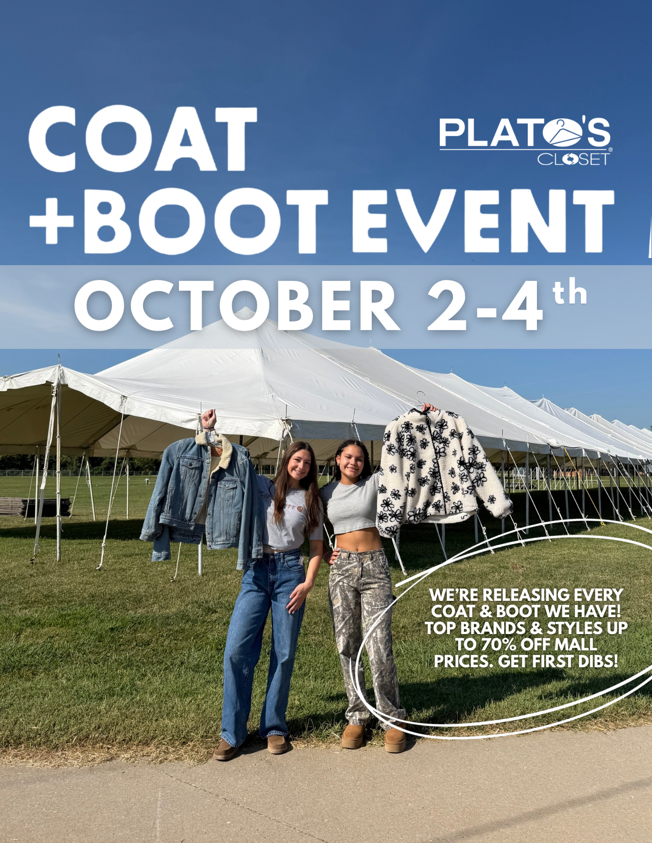 Get ready for colder days without breaking the bank! Shop our Coat Event for incredible deals on cold-weather favorites from The North Face, Patagonia, Columbia, and more, all for way less than retail. Whether you’re looking for a warm puffer, a classic winter jacket, or something stylish for the season, you’ll find great brands at prices you’ll love. Stop by Plato’s Closet and grab your perfect coat before it’s gone!